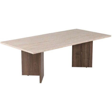 Table basse en bois "Sabin" - 119 x 60 x 40 cm - Travertin