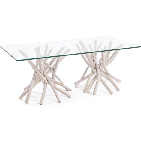 Table basse en bois teck blanchit Sary L 90 cm