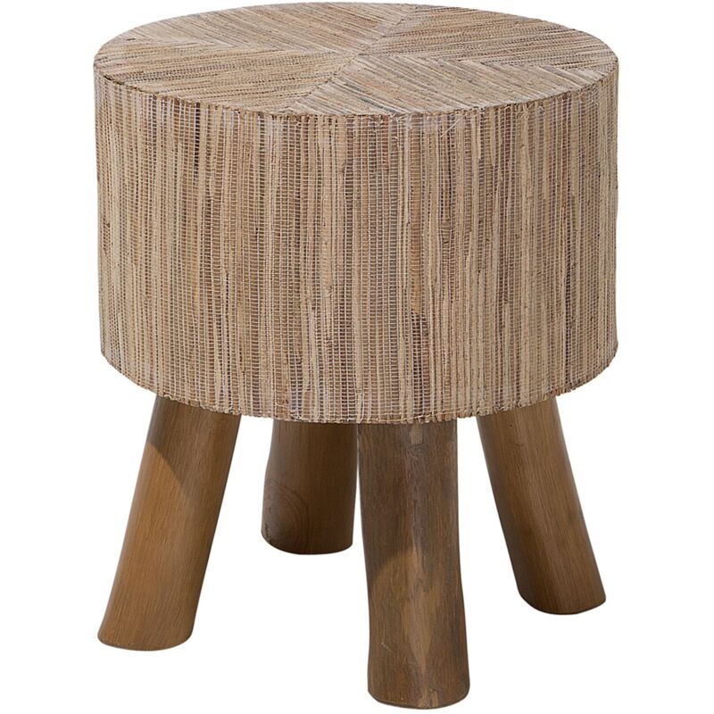 Table Basse de Chevet Petit Tabouret en Bois de Teck Clair Ultra Durable Design Tendance pour Chambre ou Salon au Style Boho Bohème Beliani