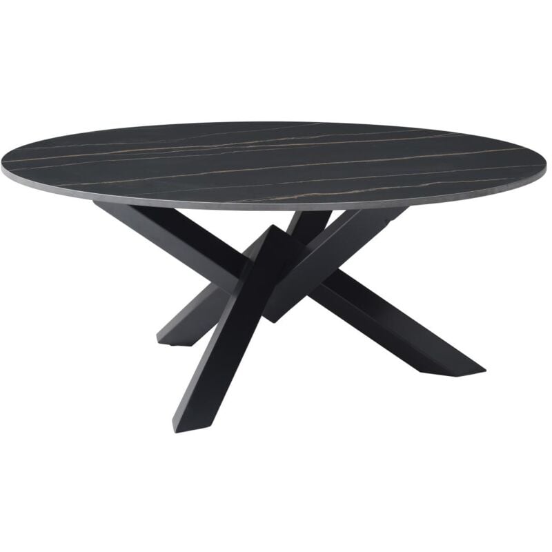 Table basse en céramique et métal - Effet marbre noir - LEONORA de Maison Céphy