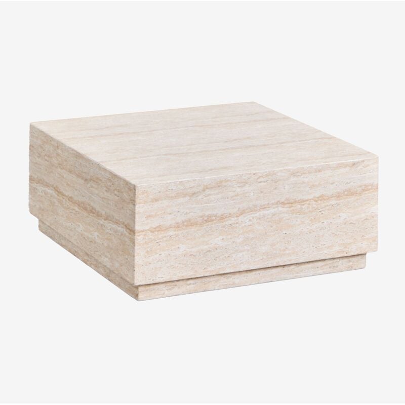 Sklum - Table basse en ciment aspect travertin Imala 80 x 80 cm