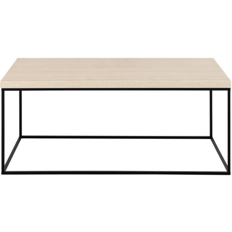 Table basse en effet travertin et métal 110x50cm - Beige - Mixo