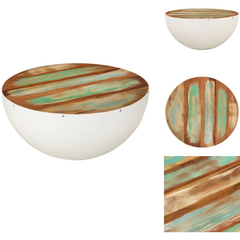 Vidaxl - Table basse en forme de bol blanc bois de récupération massif - Table Basse Design Industriel - Table Basse Vintage - Table Basse Ronde