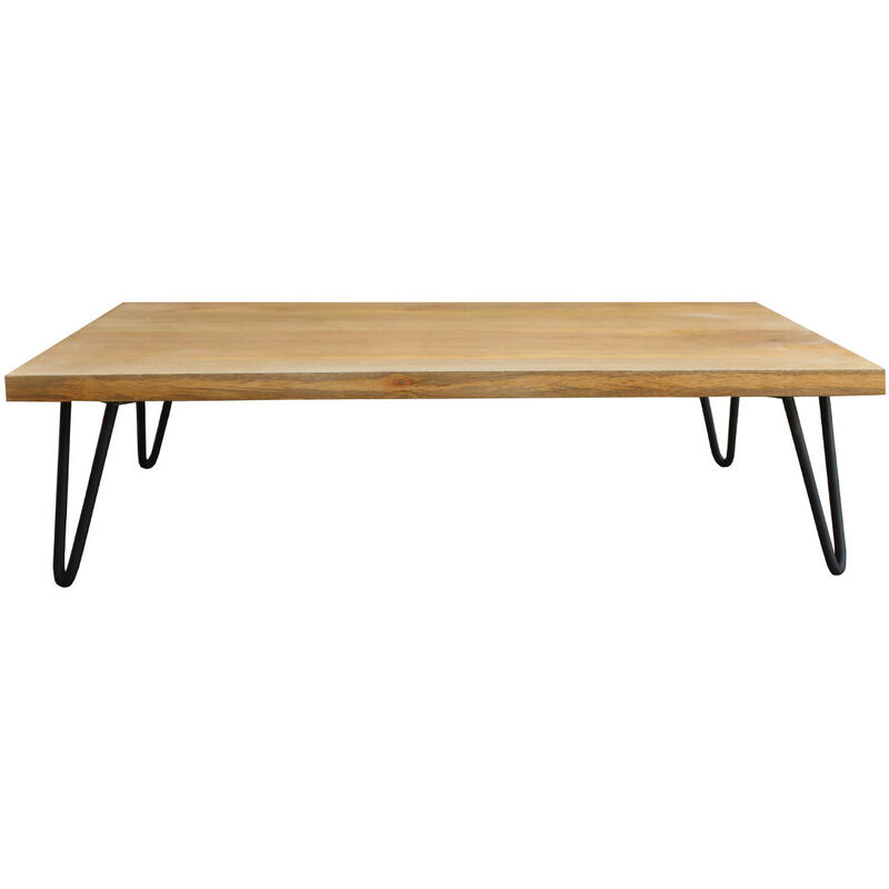 Miliboo - Table basse rectangulaire bois manguier massif et métal noir L117 cm vibes