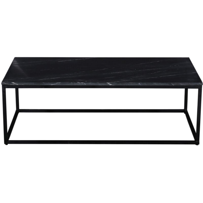 Drawer - Table basse en marbre blanc et métal 120x65cm - Noir - saku