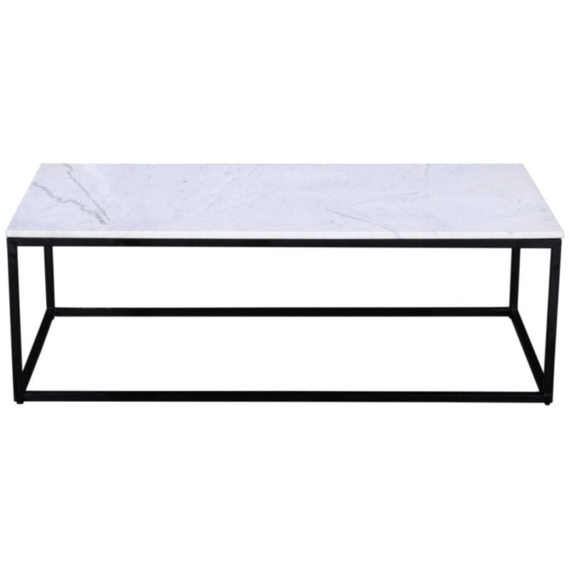 Drawer - Table basse en marbre blanc et métal 120x65cm - Blanc - saku