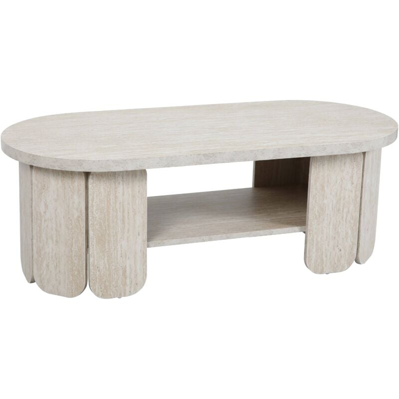 Oviala - Table basse en mdf décor mélaminé bois blanc