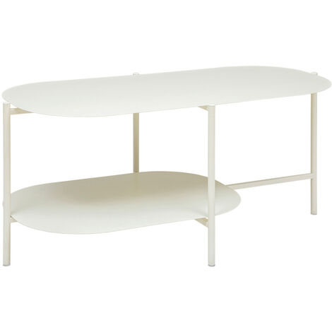 Table basse en métal coloris ivoire -longueur 100 x Profondeur 50 x Hauteur 45 cm -PEGANE-