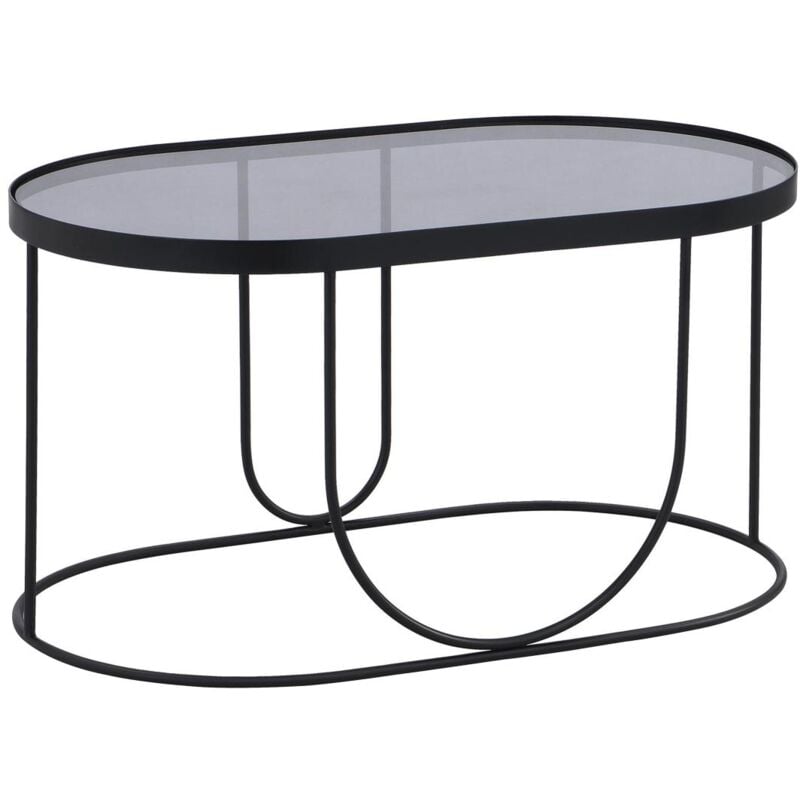 Vente-unique - Table basse en métal et verre fumé - Noir et Transparent - pretoria