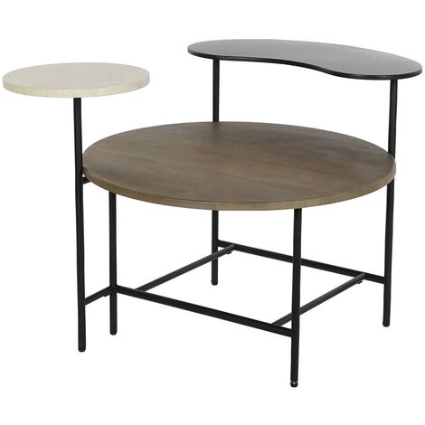 Table basse en métal / marbre et bois MDF coloris multicolore - Longueur 118 x Profondeur 90 x Hauteur 61 cm -PEGANE-