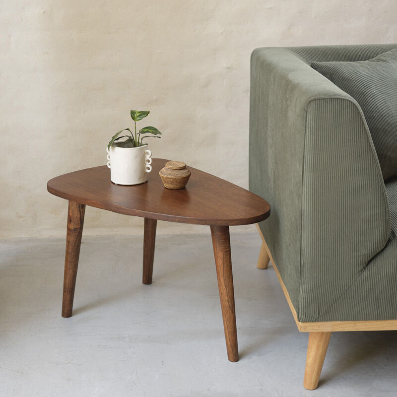 Berah Getah - Table basse en mindi massif finition noyer 62 cm