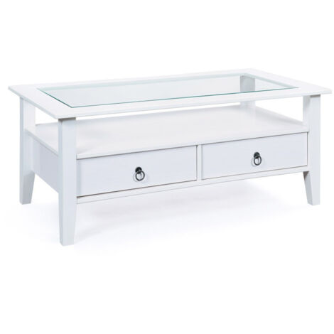 Table Basse en Pin Massif "Abigael" 115x60cm Blanc