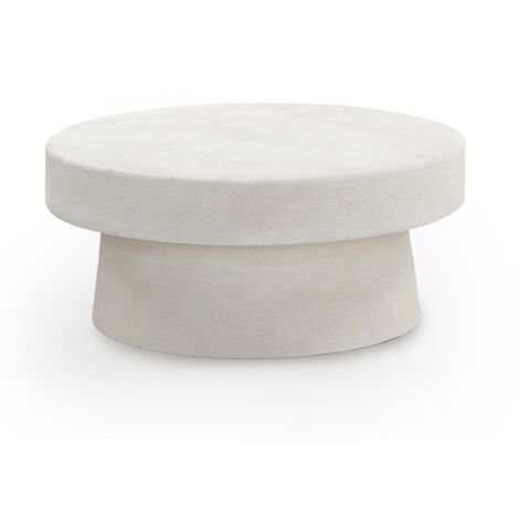 table basse en polyrésine couleur ciment blanc