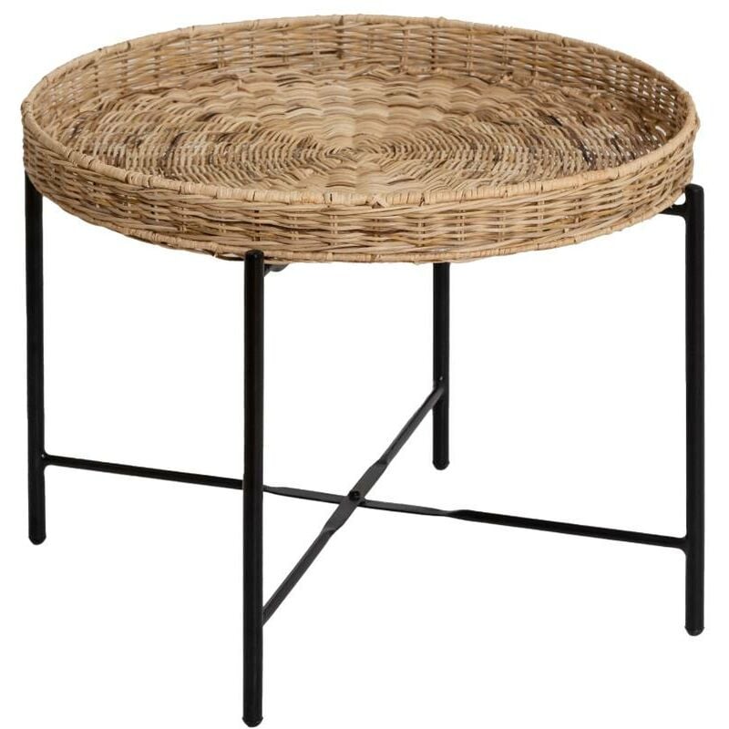 Table basse en rotin et métal Julie