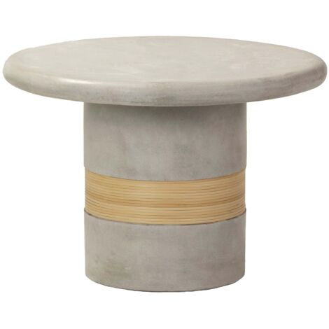 Table basse en rotin et pierre 70x70x50 cm
