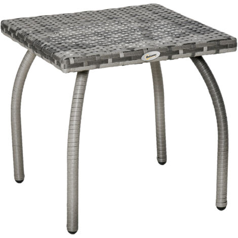 Table basse en rotin synthétique, petite table basse d'extérieur, pour jardin, terrasse, imperméable, grise, 45 x 45 x 44 cm