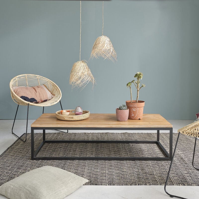 Table basse en teck massif et métal