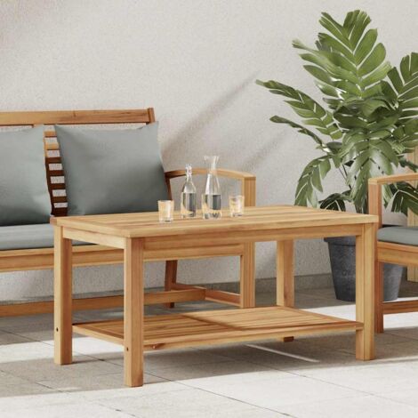 Table Basse en Teck Massif 90x50x45 cm Marron - Design Moderne et Surface Texturée pour Salon ou Jardin