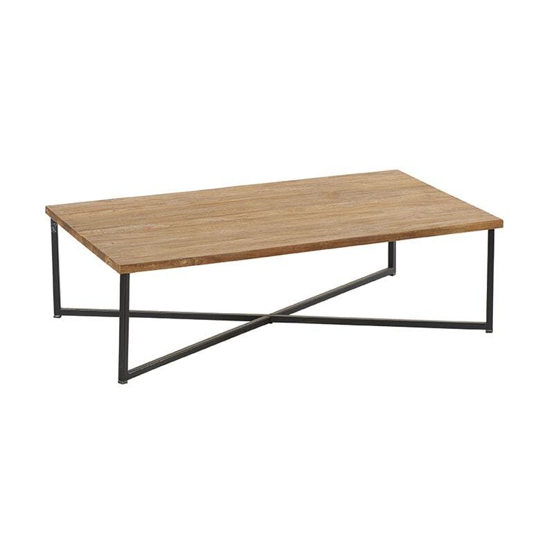 Table basse en teck pieds croisés métal pune