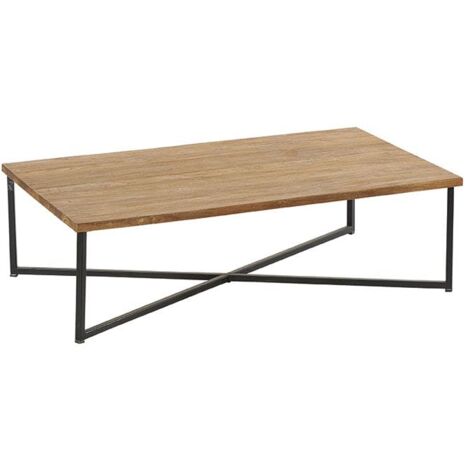 Table basse en teck pieds croisés métal PUNE