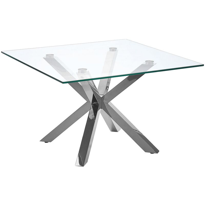 Table basse en verre avec pieds argentés 70 x 70 cm STARLIGHT