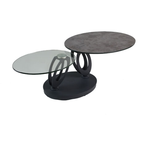 Table basse en verre et aspect céramique anthracite - KANDINSKY