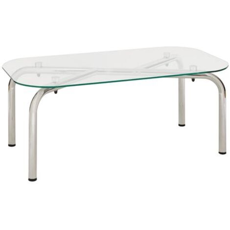 Table basse en verre et métal chromé HECATE