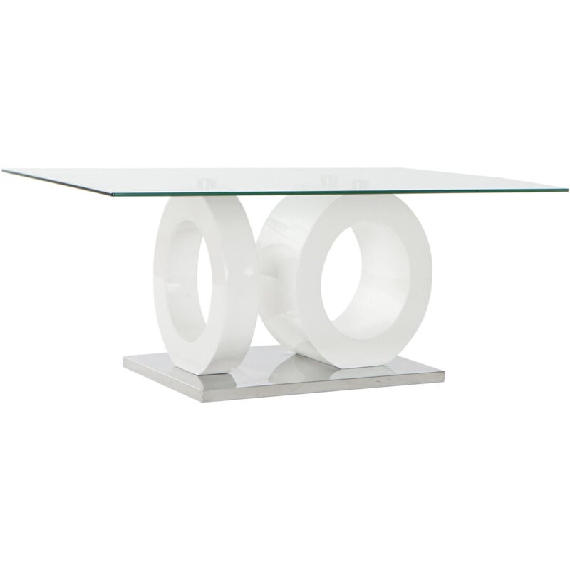 Table Café Verre Mdf 110X60X45 Blanc