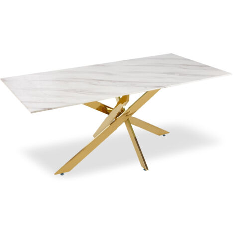 Table Basse en Verre "Olaze" 120cm Effet Marbre