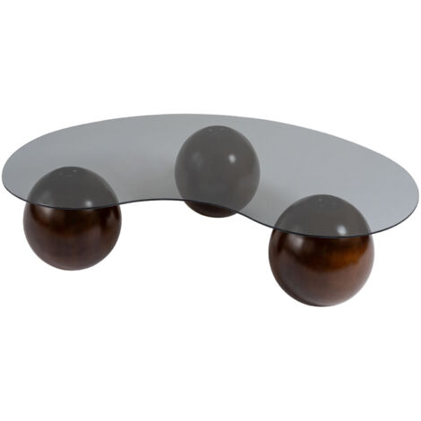 Table basse en verre "Sphere" - 120 x 70 x 30 cm - Marron