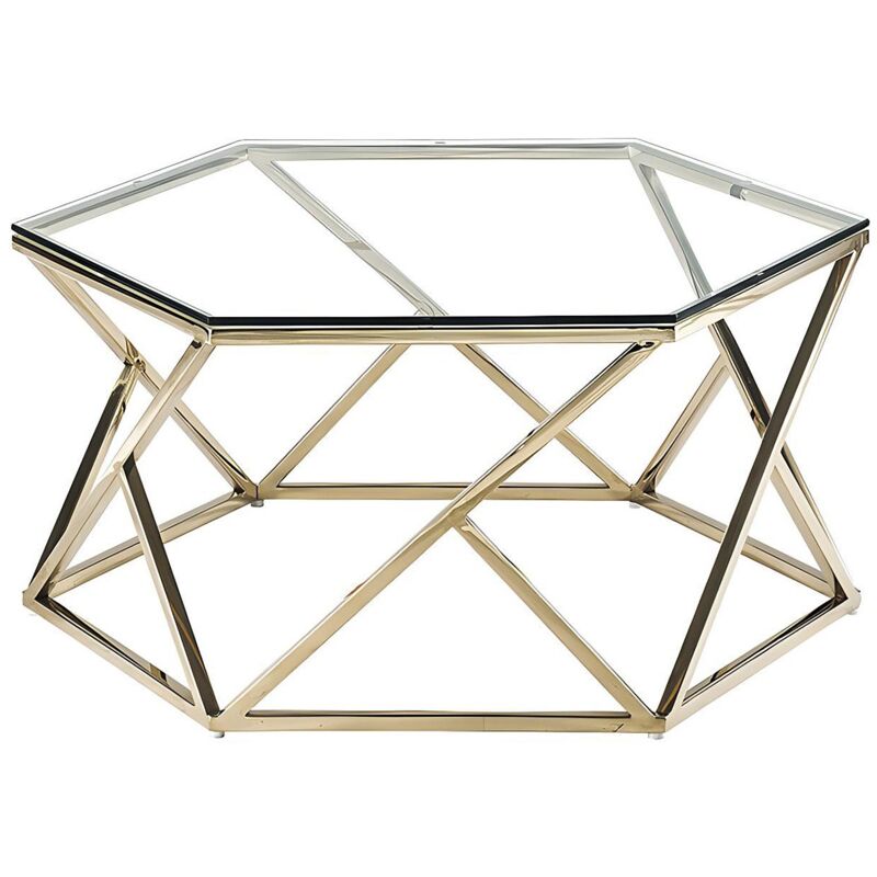 Table basse en verre trempé et acier inoxydable - Doré - KERIANE de Pascal MORABITO