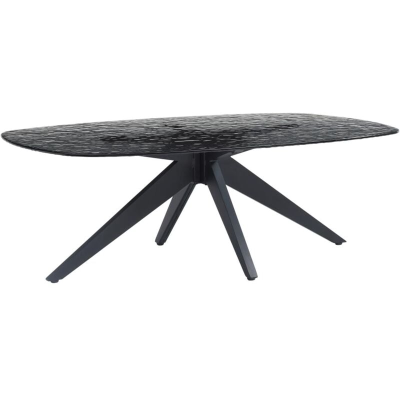 Vente-unique - Table basse en verre trempé bullé et métal - Noir - legrio de Maison Céphy