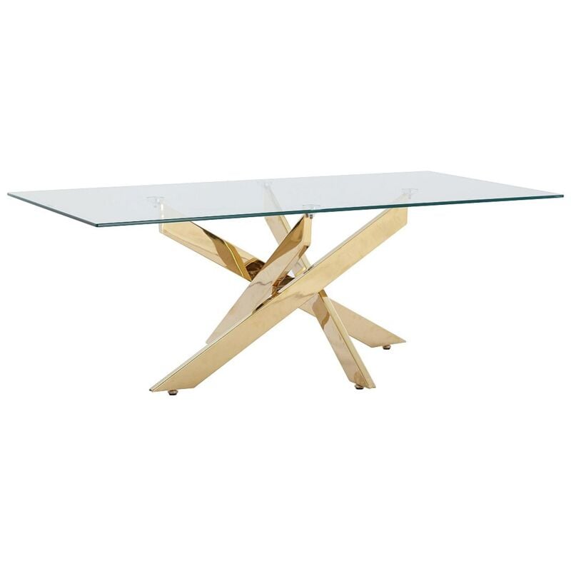 Table basse en verre trempé et métal doré - Transparent - cosima