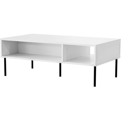 Table basse Enemonzo, avec deux compartiments de rangement, surélevée du sol, 110x60 h40 cm, blanche