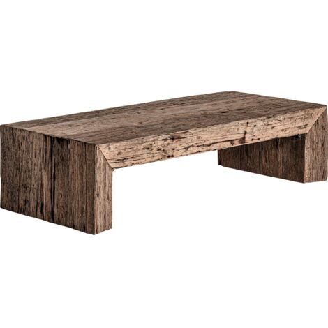Table basse ethnique en bois massif recyclé - Bois vieilli à la teinte naturelle