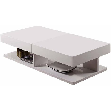 Table basse extensible DALIA - 120 x 60 cm - Blanc laqué