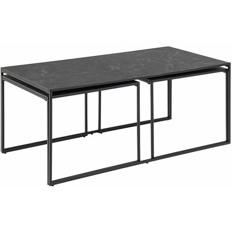 Table basse extensible en 3 pièces modulable effet marbre FÉLICE