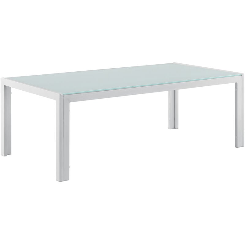 Table de jardin élégante en métal et verre 100 x 50 x 35 cm taille : Blanc