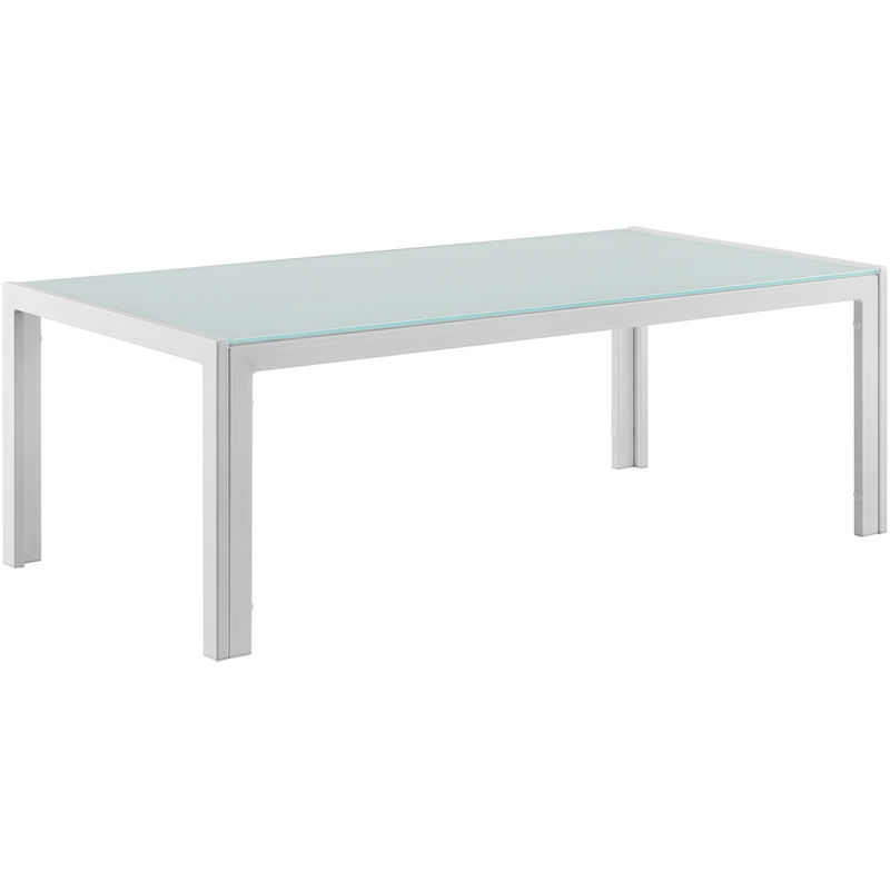 Table basse de jardin Lerum en verre 100 x 50 x 35 cm blanc [casa.pro] - argenté