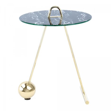 Table basse fait main en acier motif contemporain ELI 46x46 or et noir
