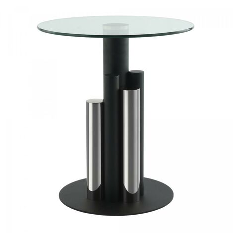 Table basse fait main en aluminium EHI 46x46 gris et clair