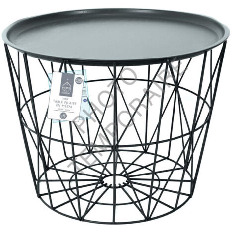 Table basse filaire métal grise 40x52cm