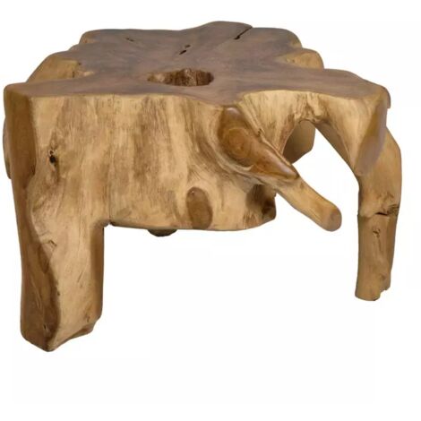 Table basse fixe 68 x 70 cm en racine de teck naturel – Finition unique et authentique – Bois exotique imputrescible – Style contemporain – Meubletmoi