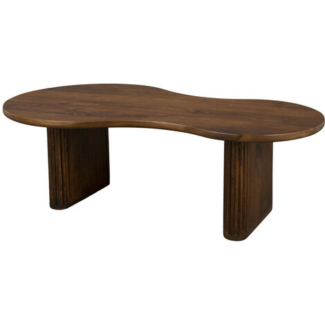 Table basse fixe en bois foncé 110x60cm – Plateau organique – Pour circulation fluide dans le salon – Dutchbone