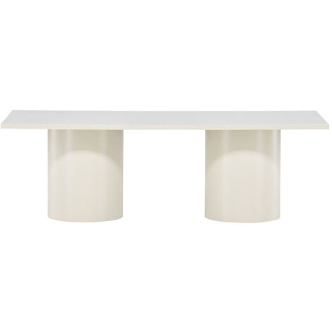 Table basse fixe en bois MDF 120x50cm – Finition glossy beige – Design contemporain avec pieds cylindriques – Pour salons modernes