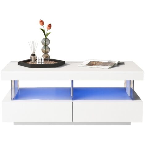 Table basse fixe-modèle brillant-plateau durable et anti-rayures-pour salon-100x60x49,5cm