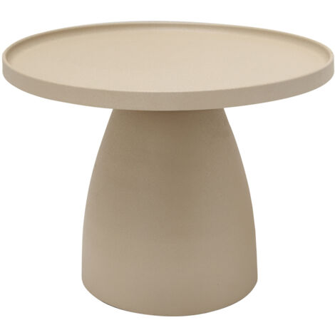 Table basse fixe ronde beige 51 cm – Métal texturé – Design contemporain – Élément décoratif moderne – Table Passion
