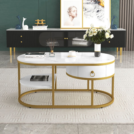 Table basse marbre doré
