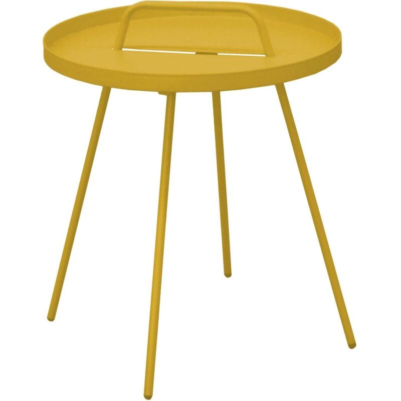 Proloisirs - Table Basse de jardin Flower, ronde, 4 pieds, poignée - honey 44 x 51 cm