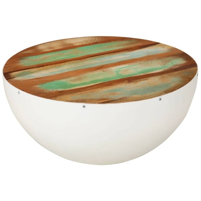 Vidaxl - Table basse en forme de bol blanc bois de récupération massif